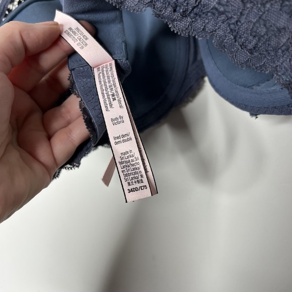 Victorias Secret Bra Womens 34DD Blue Body By Victoria Lined Demi Lace - Picture 6 of 8